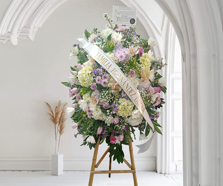 Pedestal Fúnebre Ref. Tributo en Blanco y Lila - 328