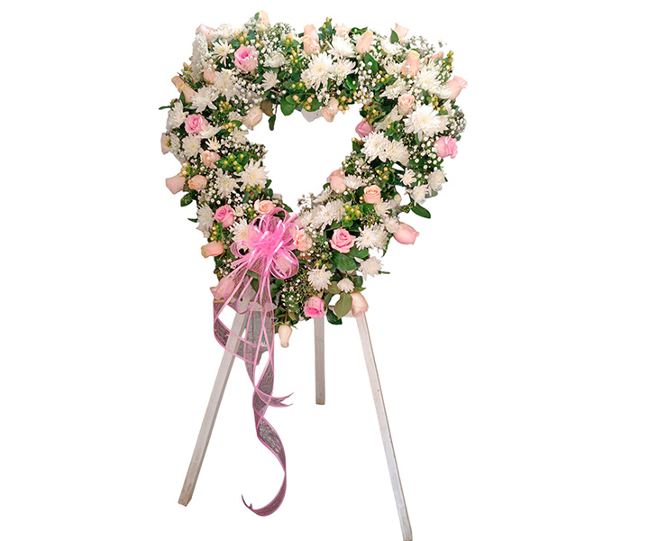 Corona Fúnebre en Corazón con Rosas y Lirios Ref. 19 - 225