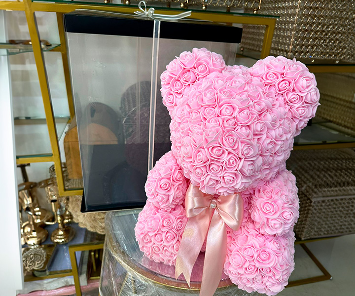 Oso de flores teddy grande color rosa claro - 211