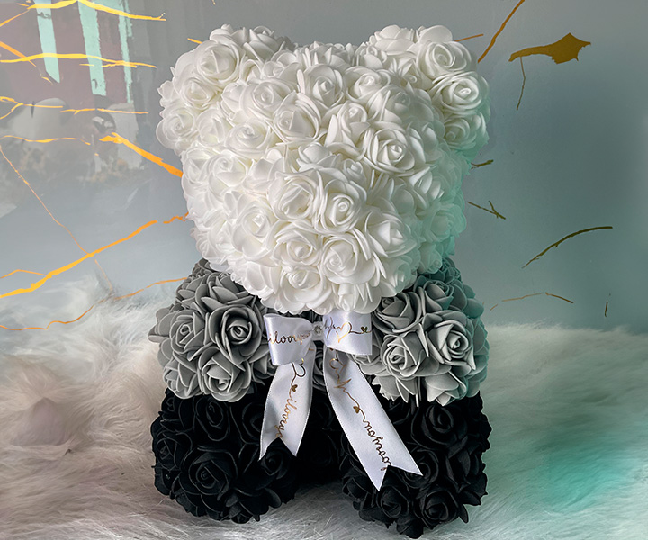 Oso de flores teddy mediano color gris - 205