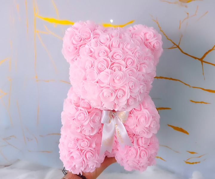 Oso de flores teddy mediano color rosa - 206
