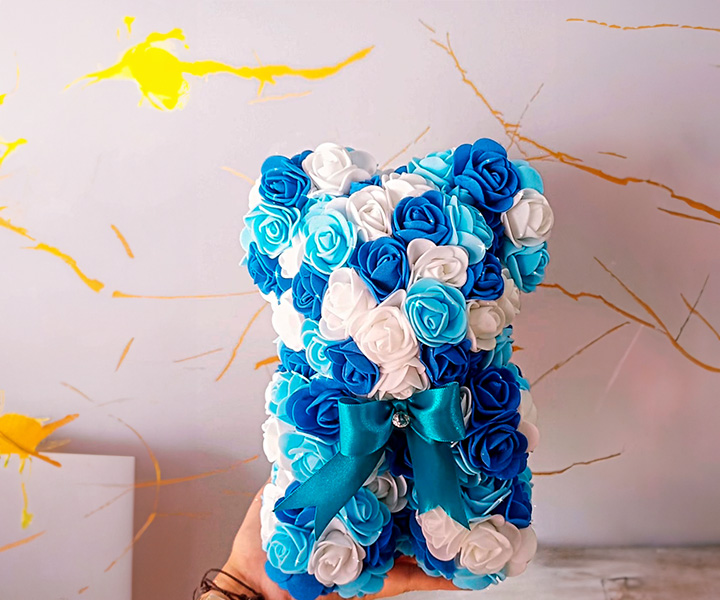 Oso de flores teddy mini color azul - 199
