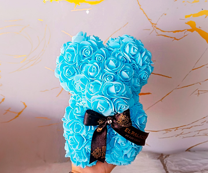 Oso de flores teddy mini color celeste - 198