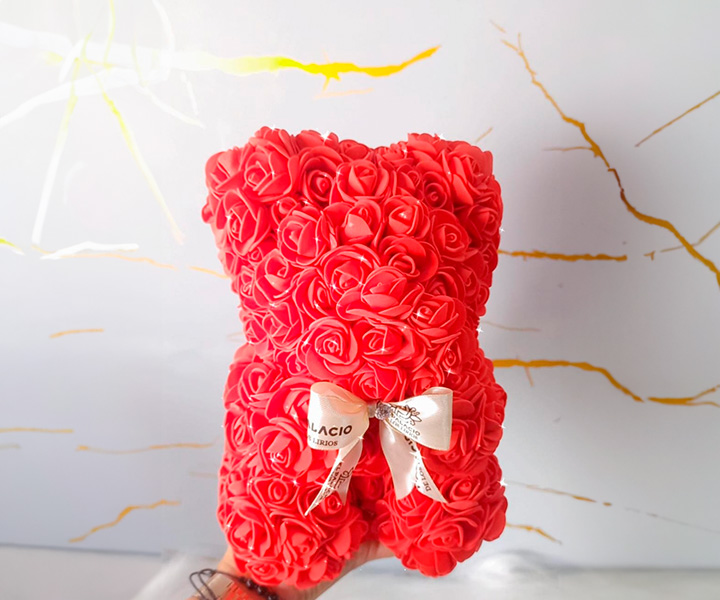 Oso de flores teddy mini color rojo - 201
