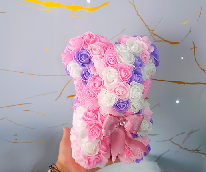 Oso de flores teddy mini color rosa - 203